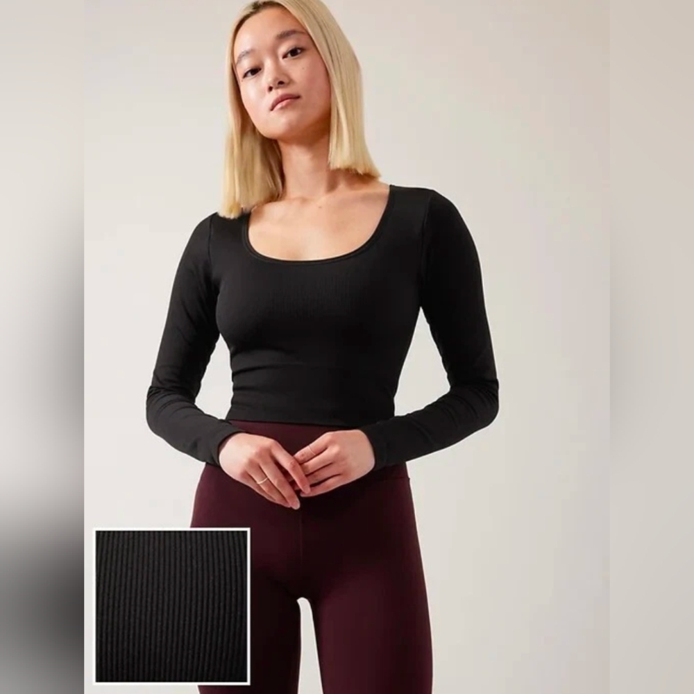 Athleta Aurora Long Sleeve Ribbed Crop Top | Women's L